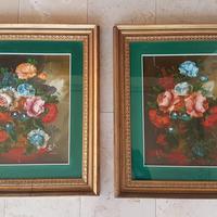 Quadri Biti dipinti d’epoca tela vasi fiori cornic