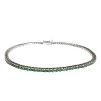 Bracciale Tennis oro bianco 18kt e spinelli verdi