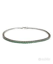 Bracciale Tennis oro bianco 18kt e spinelli verdi