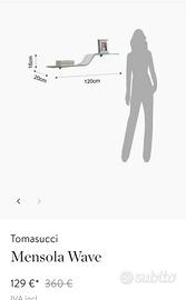 mensola in vetro curvato