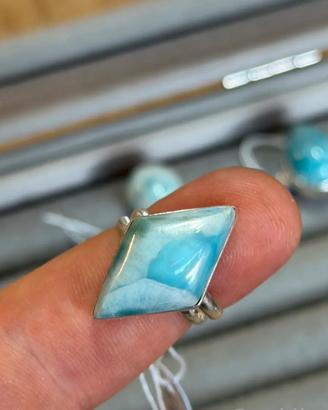 Anello argento 925 in Larimar