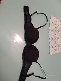 reggiseno nero a balconcino pizzo nero tezenis