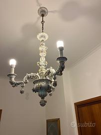 Set Lampadario Capodimonte e 2 applique