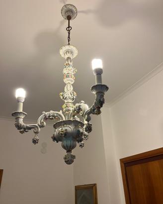 Set Lampadario Capodimonte e 2 applique