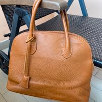 Borsa in vera pelle color cuoio made in italy