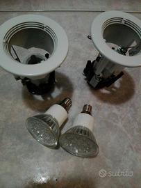 N°2 porta faretto incasso con attacco E14