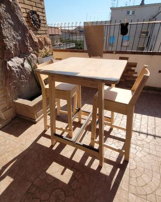 Tavolo IKEA alto betulla con sgabelli