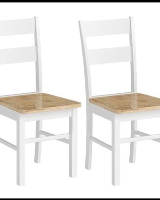Coppia 2 Sedie Homcom sedia cucina Bianco Rovere