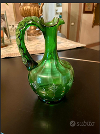 PREGIATA,ANTICA"ClaretJUG"VETROverdeSOFFIATOsecXIX