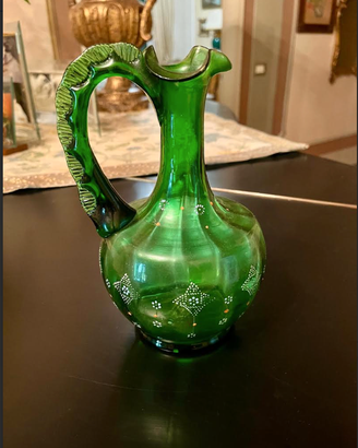 PREGIATA,ANTICA"ClaretJUG"VETROverdeSOFFIATOsecXIX