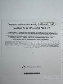 MacBook Air 13” M3 - 16GB RAM - 512GB SSD