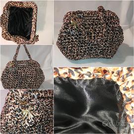 borsa clic clap in fettuccia leopardata handemade