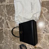 Borsa vintage A.Testoni in pelle marmellata nera