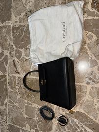 Borsa vintage A.Testoni in pelle marmellata nera