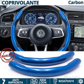 COPRIVOLANTE Per Volkswagen FIBRA DI CARBONIO BLU