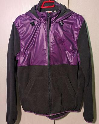 Giacca / Felpa in pile PUMA viola e nera Vintage