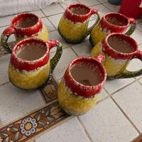 Set 6 Boccali  in Ceramica Artigianale Vintage