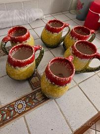 Set 6 Boccali  in Ceramica Artigianale Vintage