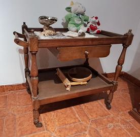 Carrello bar portavivande vintage legno massello