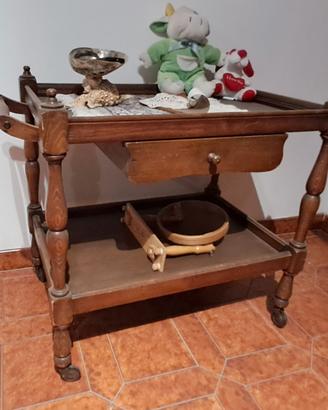 Carrello bar portavivande vintage legno massello