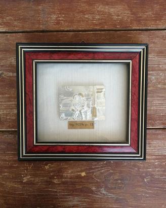Quadro di legno con placca in argento 925 gr. 15