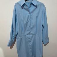 Gonna intera azzurra in camicia con bottoni