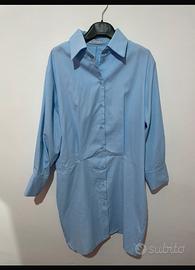 Gonna intera azzurra in camicia con bottoni