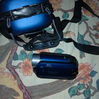 video camera con macchina fotografica con custodia