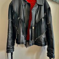 Giacca di pelle con frange uomo XL