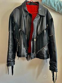 Giacca di pelle con frange uomo XL