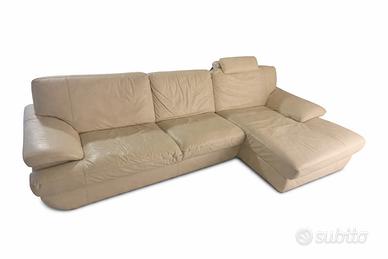Divano Chateu d'Ax in pelle con chaise longue-2,80