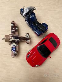 Set 3 giocattoli moto macchina e aereo da bambino