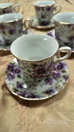 Set 6 tazzine con piattini Royal England dipinte