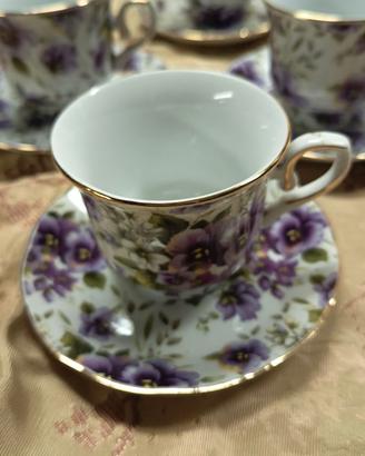 Set 6 tazzine con piattini Royal England dipinte