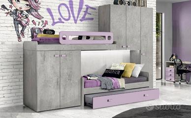 cameretta soppalco 5 ante battenti+scrivania+2 ant