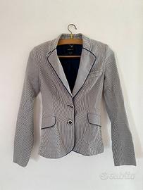 Blazer a righe bianco e blu, sagomato, taglia S