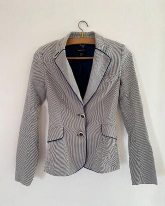 Blazer a righe bianco e blu, sagomato, taglia S