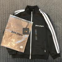 Felpa Palm Angels nera con zip - logo vellutato(S)