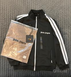 Felpa Palm Angels nera con zip - logo vellutato(S)