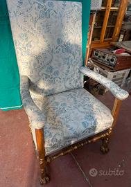 poltrona con schienale alto in tessuto vintage