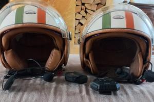 Caschi Jet Vintage AMEFOX Tricolore con Interfono
