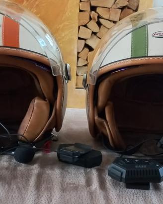 Caschi Jet Vintage AMEFOX Tricolore con Interfono