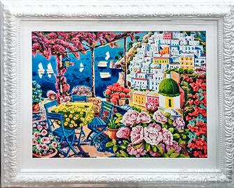 Le sedie azzurre nella luce di Positano Faccincani