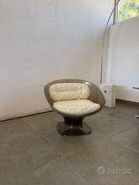 Raphael Raffel Smoked Acrylic Swivel Lounge Chair