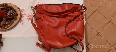 Borsa Zaino rossa Vera pelle