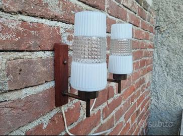 Coppia lampade teak Scandinavo applique 