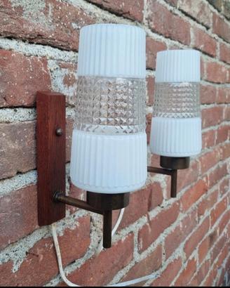 Coppia lampade teak Scandinavo applique 