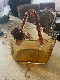 Cestino in vetro soffiato