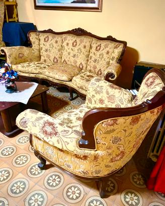 Salotto vintage stile barocco in piuma d’oca