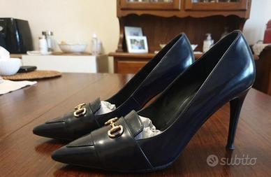 Décolleté Burberry in pelle nera tacco 8 cm Tg 37
